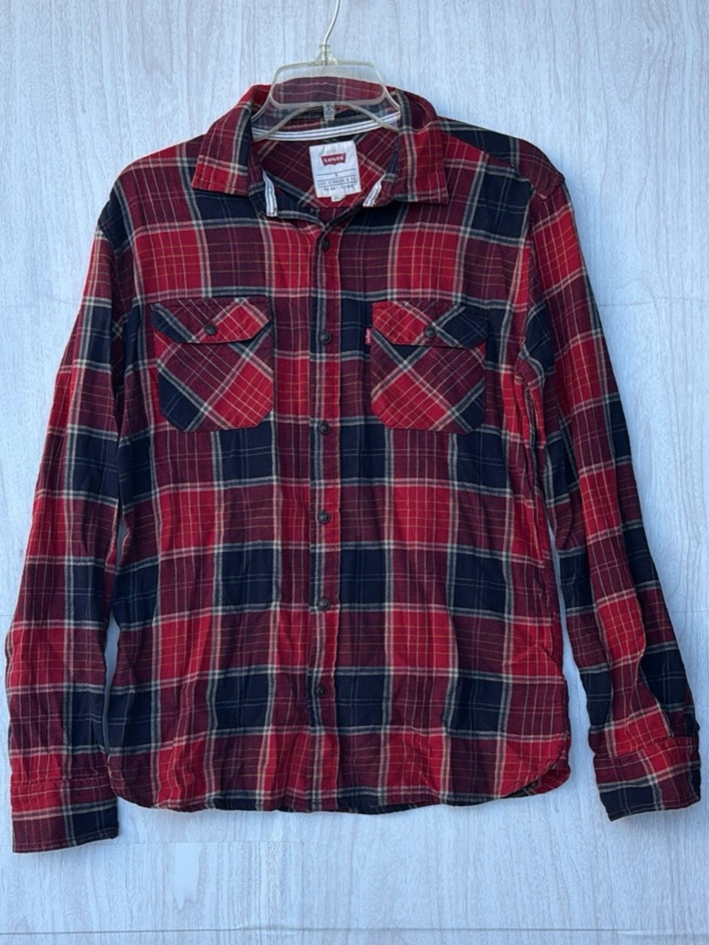 Levi's Red and Black Plaid Button-Down Flannel Shirt
